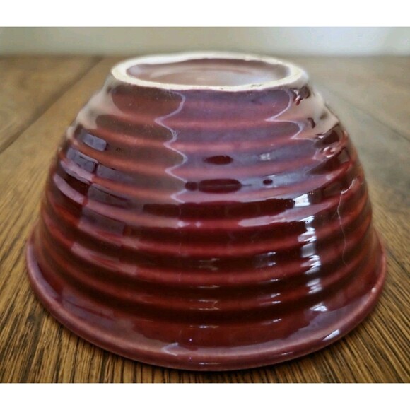 Vintage Bauer Ringware Pottery #36 Nesting Mixing Bowl Burgandy 5 1/4" - Picture 4 of 4